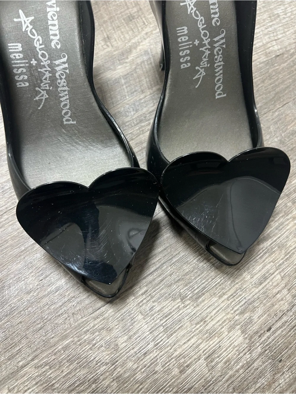 [Vivienne Westwood Anglomania Melissa] Black Heart Slingback Pumps
